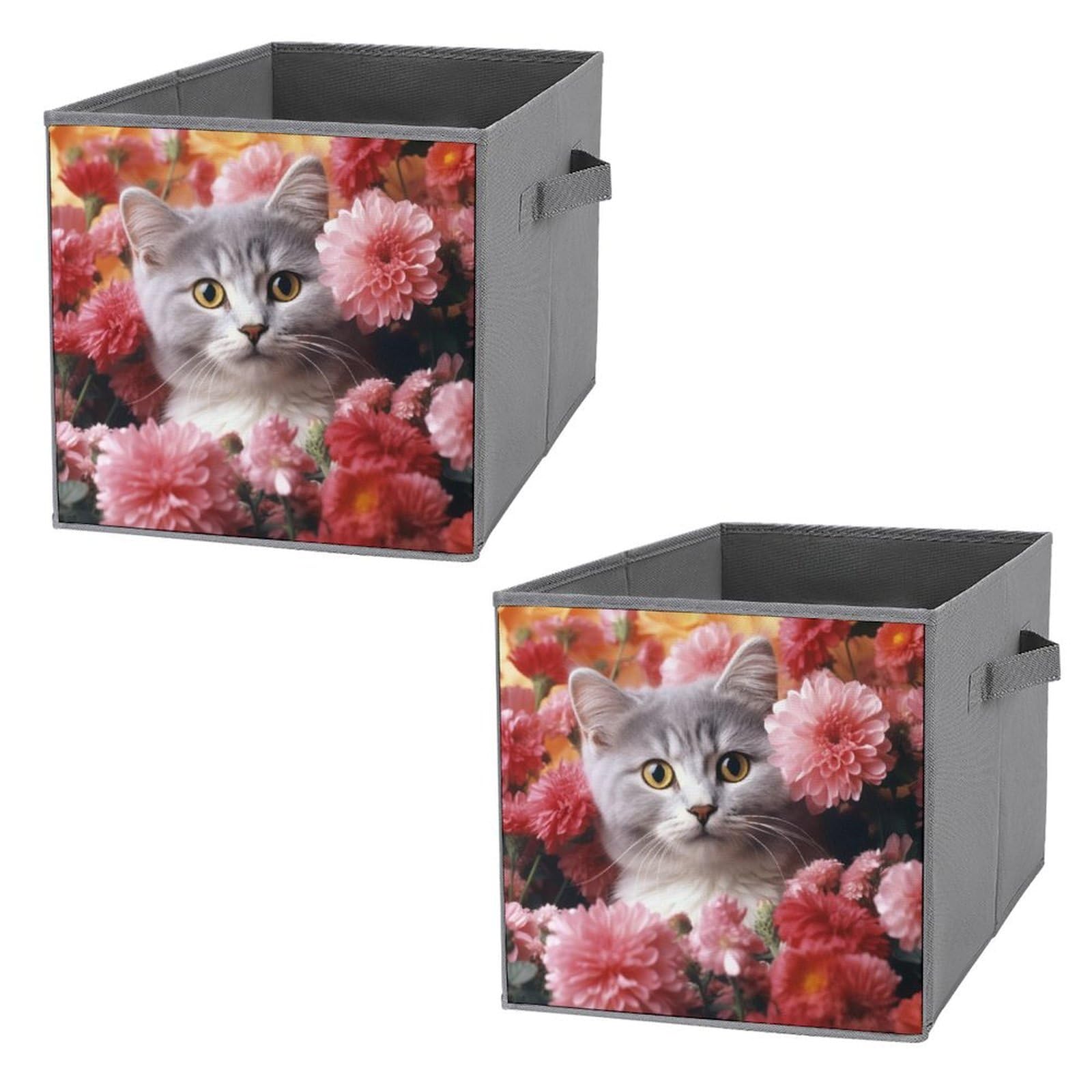 Boîtes de rangement pliables et design floral chat pour placard