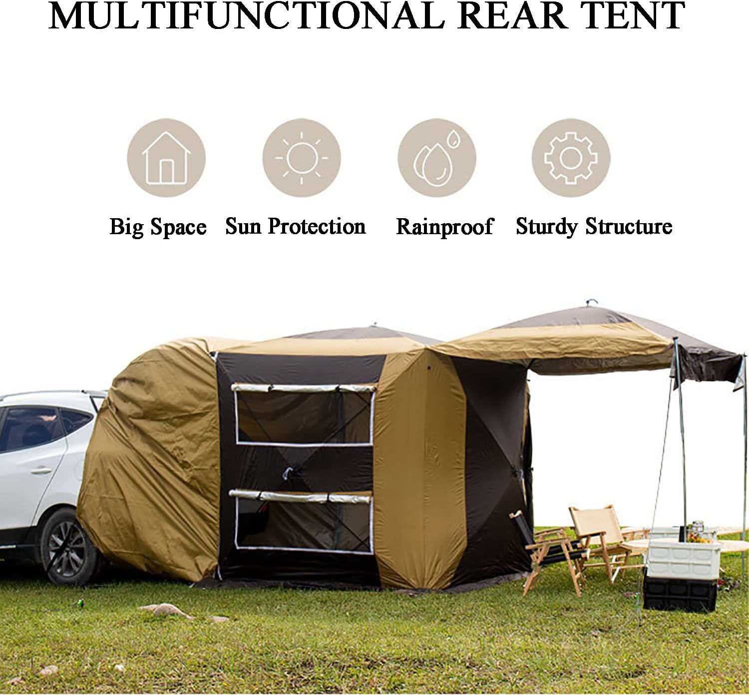 SUV Truck Tent, Car Tailgate Tent, with UV-Resistant Coating, Moisture-Proof Pad and Removable Base Fabric, Suitable Family Outdoor Activities