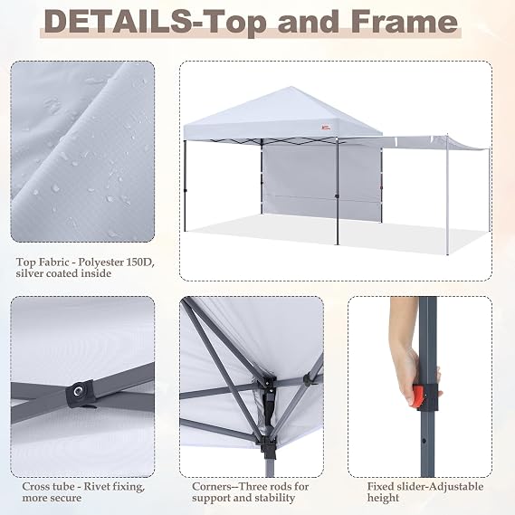 MASTERCANOPY 10x10 Pop Up Canopy Tent with 2 Shelters,230 Sq ft White