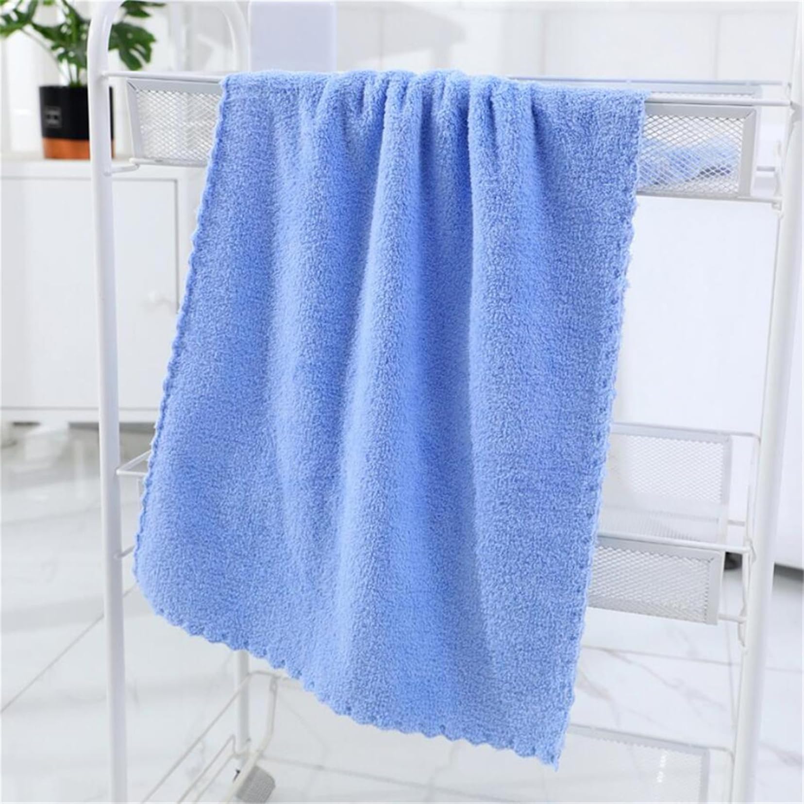Bath Towel Coral Velvet Edge Microfiber Absorbent Towel Solid Color Home Shower Hair Hand Towel Breathable Comfort Clean