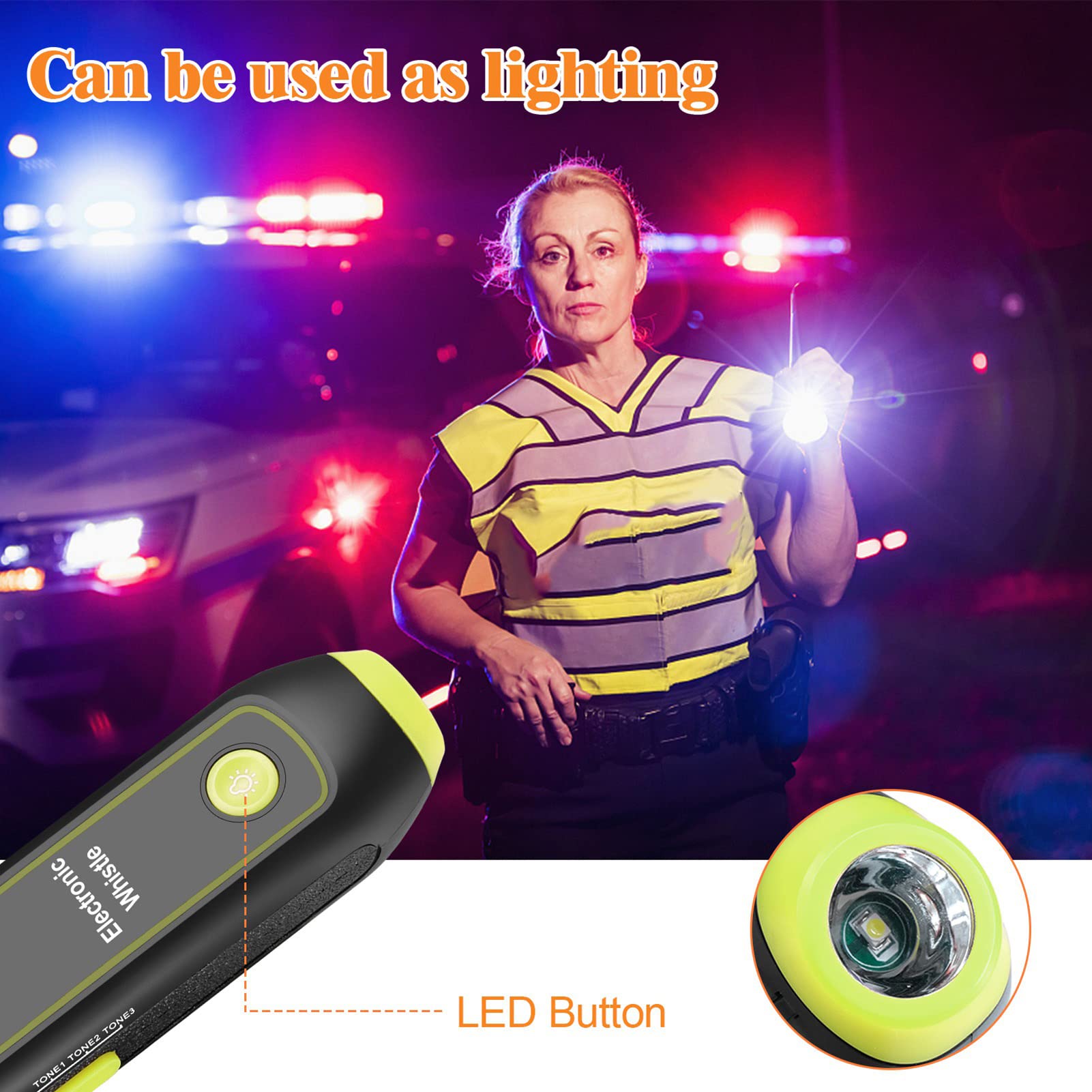 Electronic Whistle, Battery Operated 3 3 Volume Level Blow Whistle with LED Light Lanyard High Volume Emergency Whistle for Referees Soccer Sports Whistle Gift (Green)