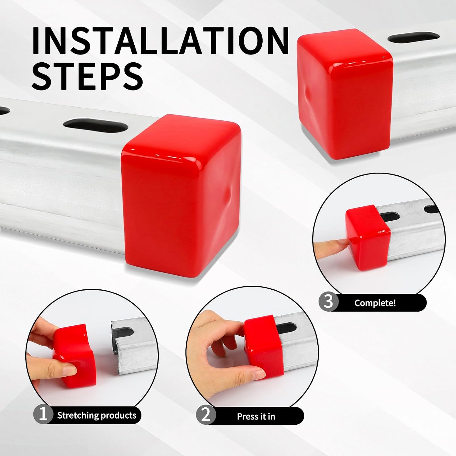 40 Pack Red Safety Strut Channel End Caps - 1-5/8" Square PVC Plastic Cap for Metal Tubing,Protective Cover for Unistrut Channel Ends