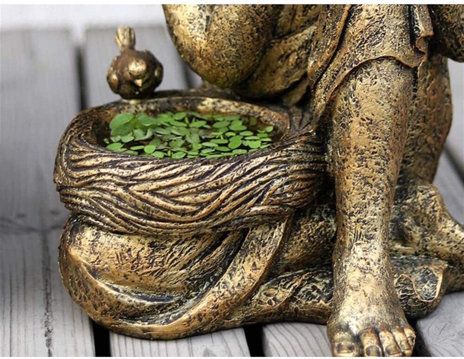 XJBTBA Maceta de Jardín divinità di Meditazione Buddha Planter Pot Statue Outdoor Ornament Decoration Oro casa Decorazione per Esterni (BlackBrown)