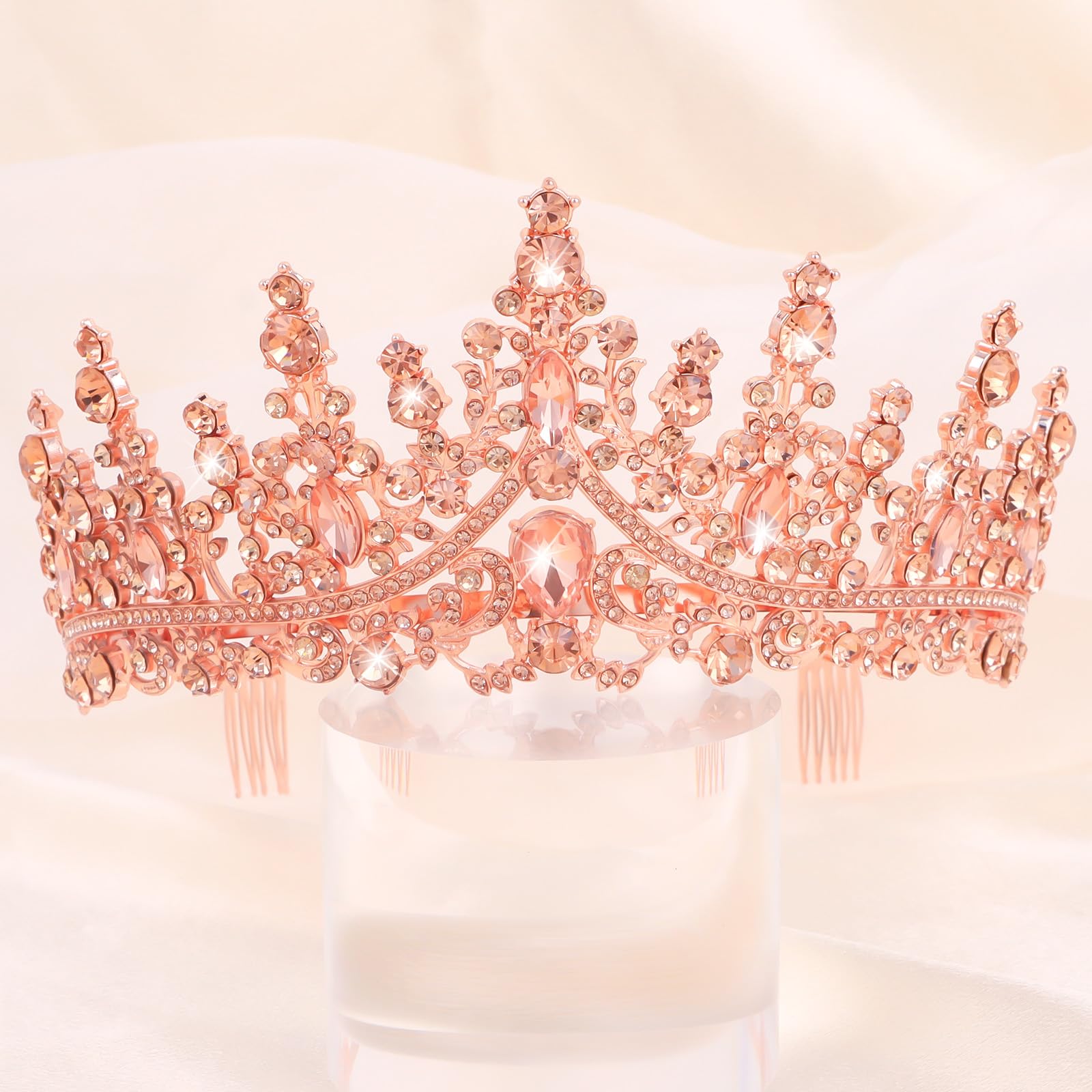 Amazon.com: CURASA Princess Crown Rose Gold Tiara for Women 