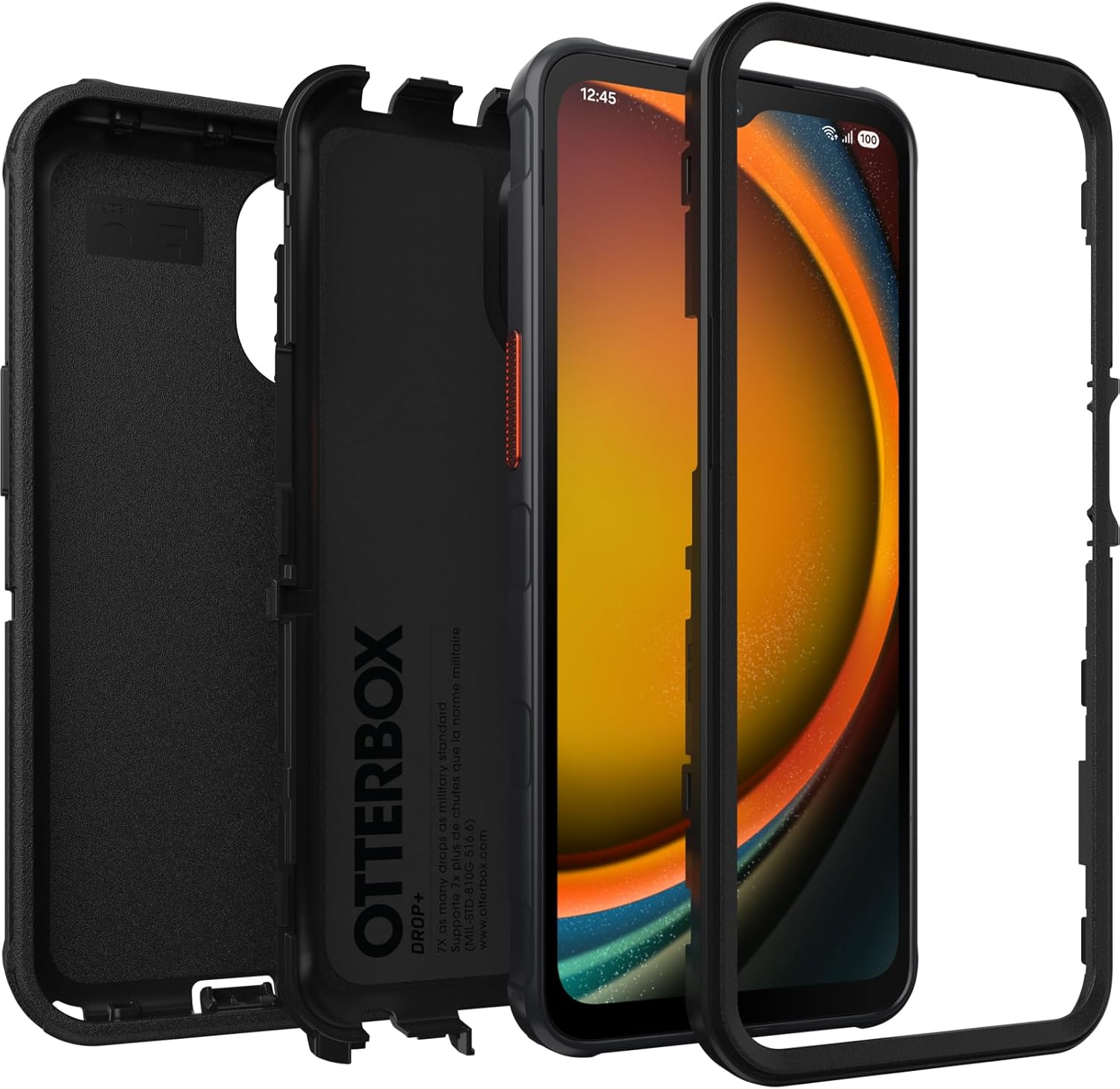 OtterBox Galaxy XCover7 Pro Defender Pro Series Case - Black, rugged & durable, with port protection (Ships in Polybag)