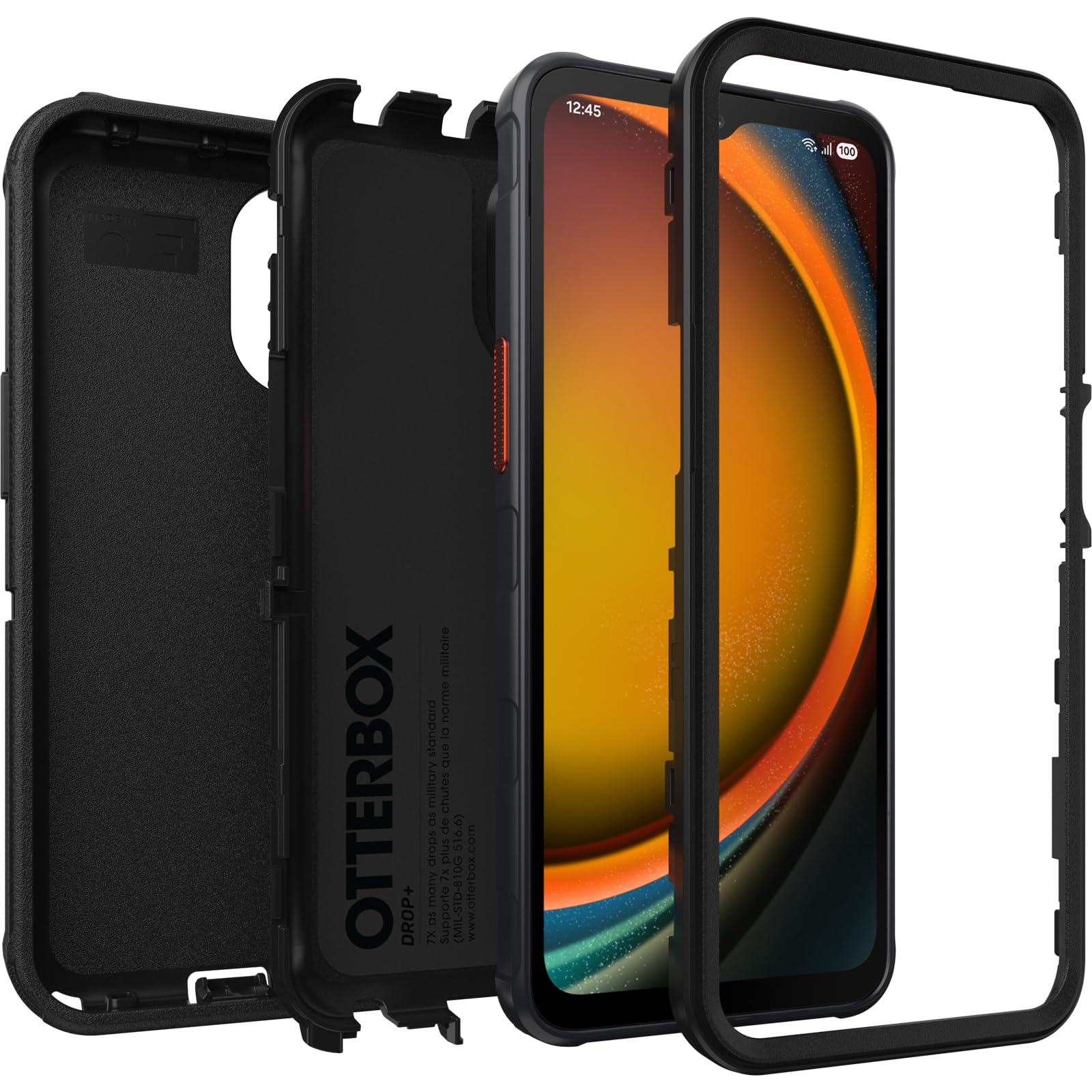 OtterBox Cover Defender per Samsung Galaxy XCover7 PRO, Nero | Custodia resistente a urti e cadute, ultra robusta, testata 7x vs norme MIL-STD 810G