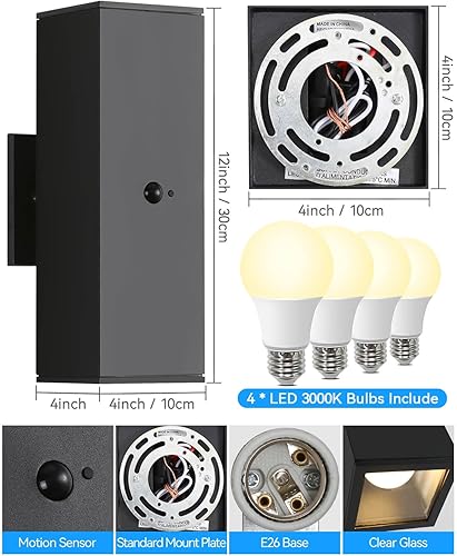 Miniatura 32 de Paquete de 2 luces de pared para exteriores, accesorios de iluminación exterior de aluminio del atardecer al amanecer, iluminación al aire libre