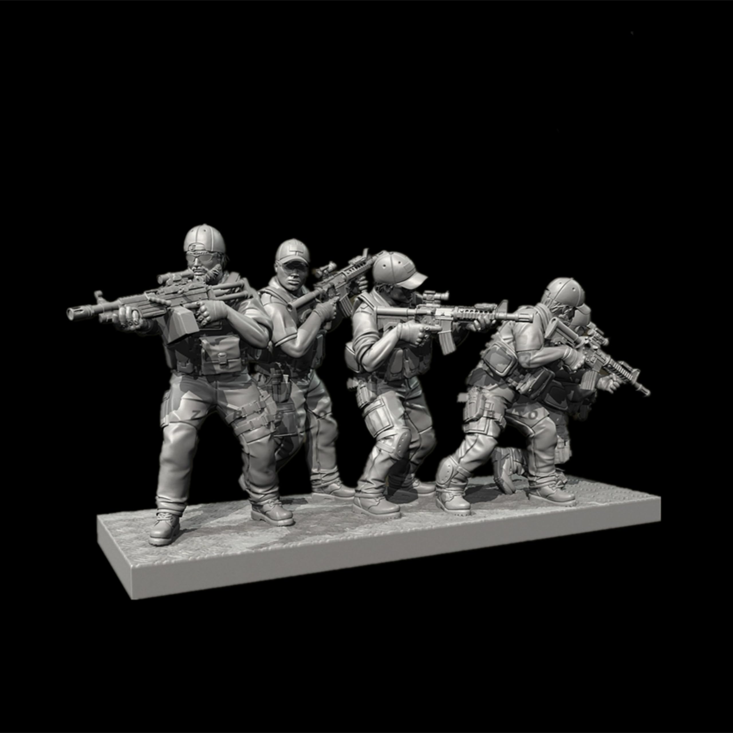 1/35 Kit de Modelo de Comando EE.UU., sin Pintar y sin Montar (4 Figuras) //l1b3J5