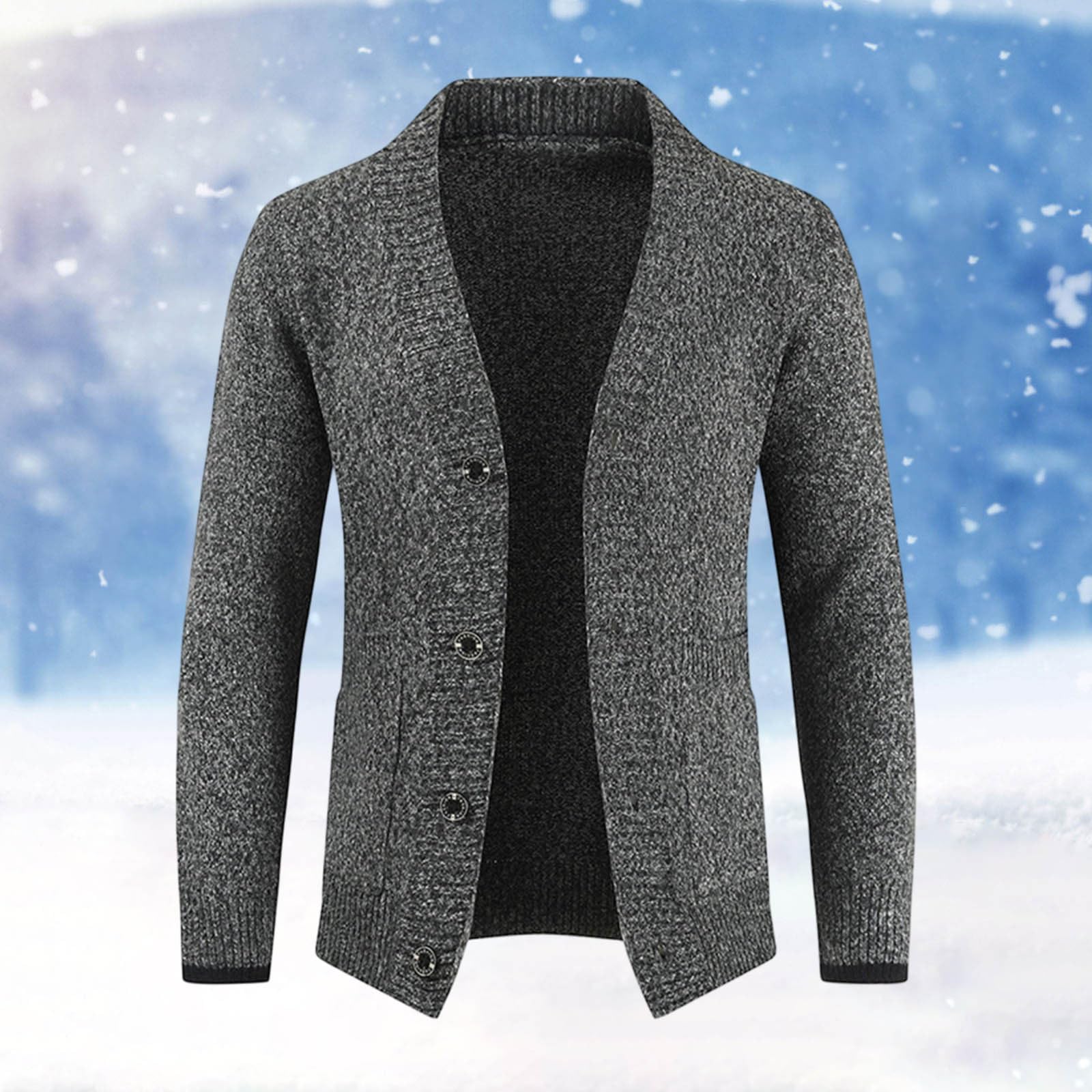 Cardigan da uomo, slim fit, cardigan invernale elegante, sportivo, lavorato a maglia, per le mezze stagioni, business, casual, colletto alto, con bottoni, davanti, aperto, a maglia grossa