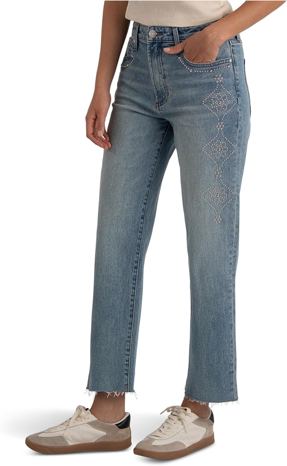 KUT from the Kloth Women's Fay High-Rise Ankle Straight Leg- Zipper Fly in Aglow