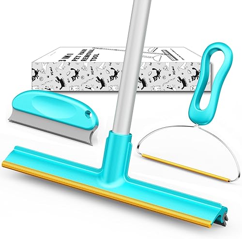 Rastrillo de alfombra para depilación de mascotas (paquete de 3), escoba de goma para eliminar pelusas de perro y gato, herramientas limpiadoras