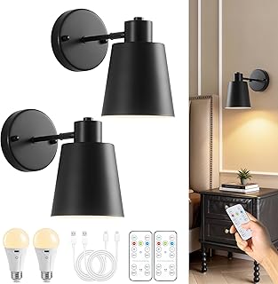 Black Battery Operated Wall Sconces Two