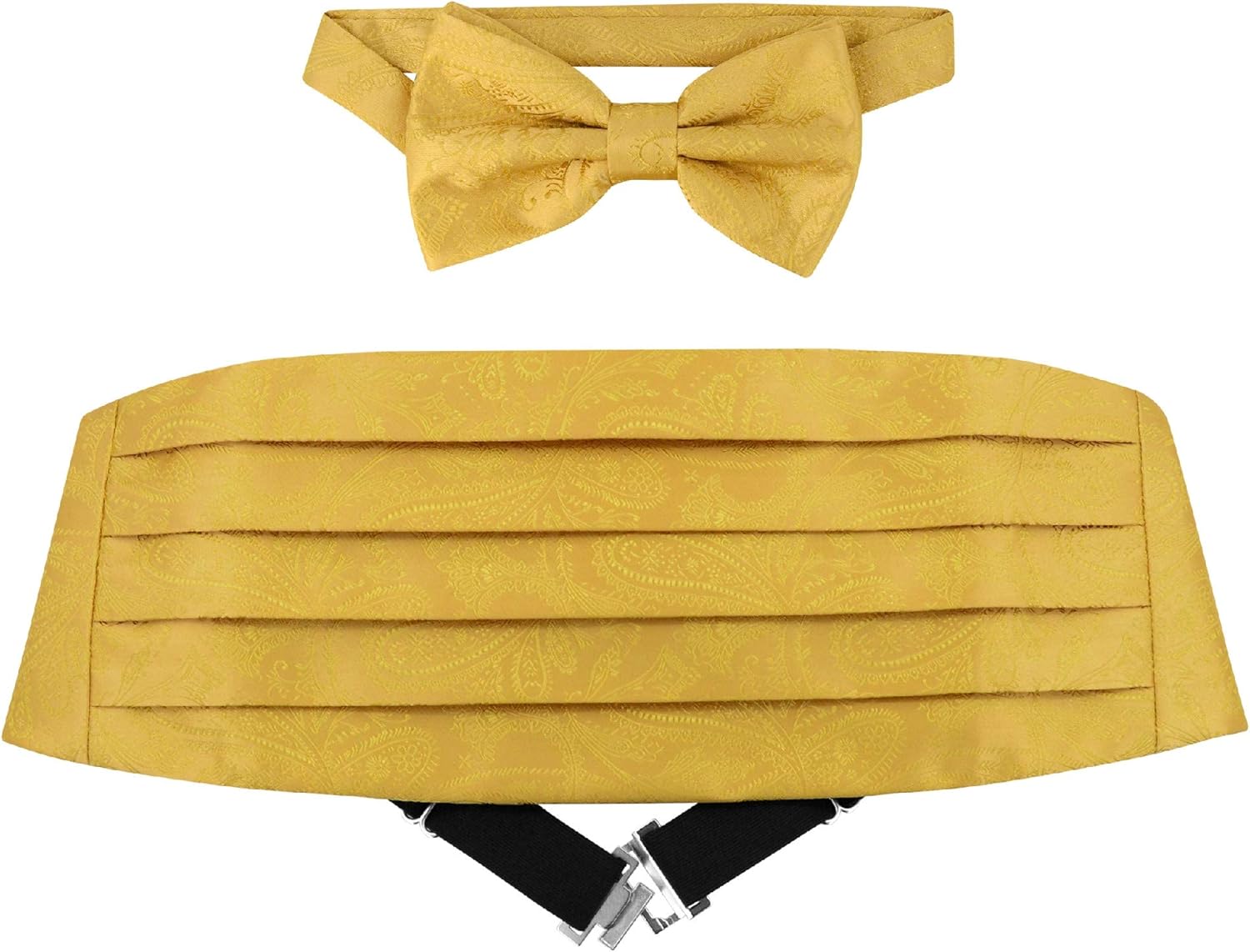 Cumberbund & BowTie GOLD Color PAISLEY Design Men's Cummerbund Bow Tie Set