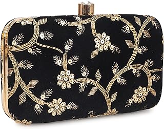 LONGING TO BUY Hand Crafted Designer Box Clutch - Zari Embroidery For Women