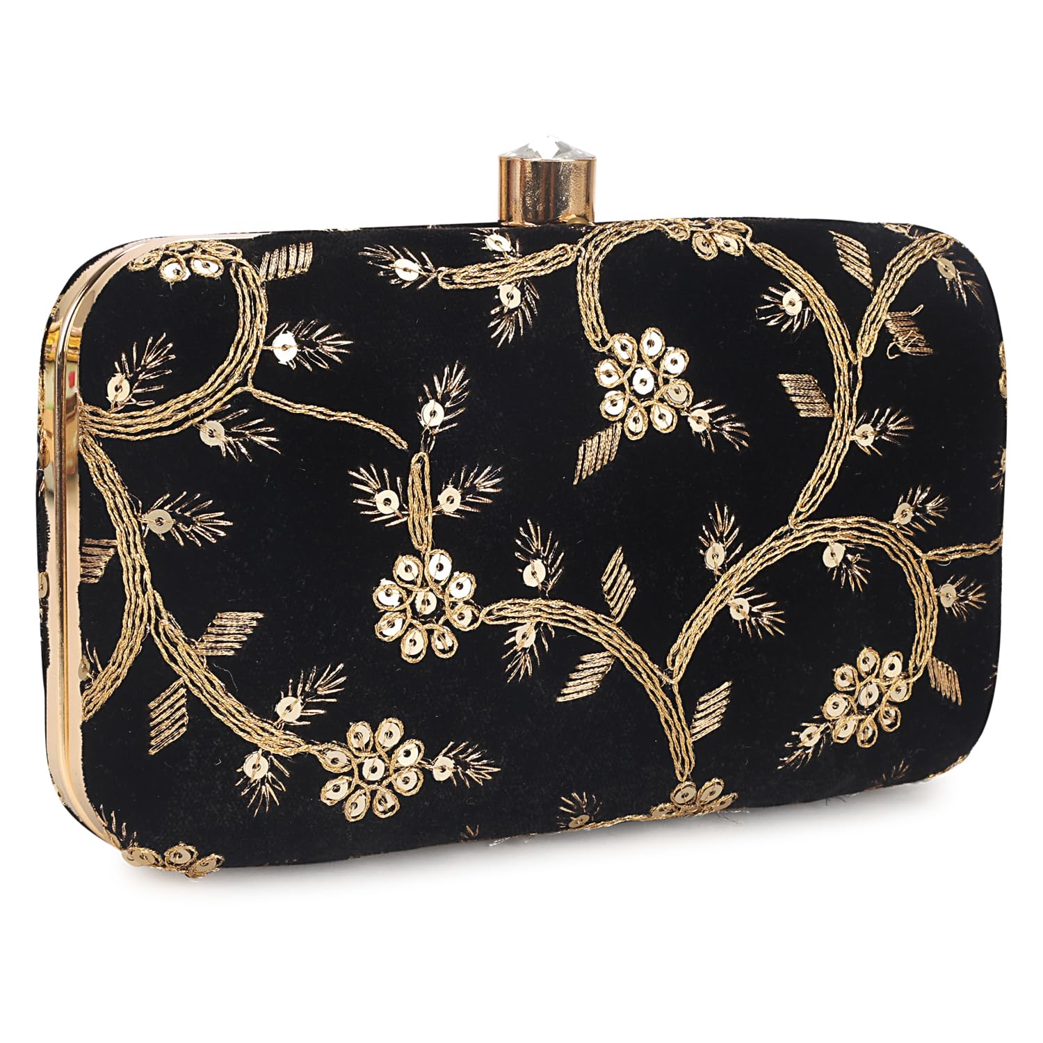 LONGING TO BUY Hand Crafted Designer Box Clutch - Zari Embroidery For Women