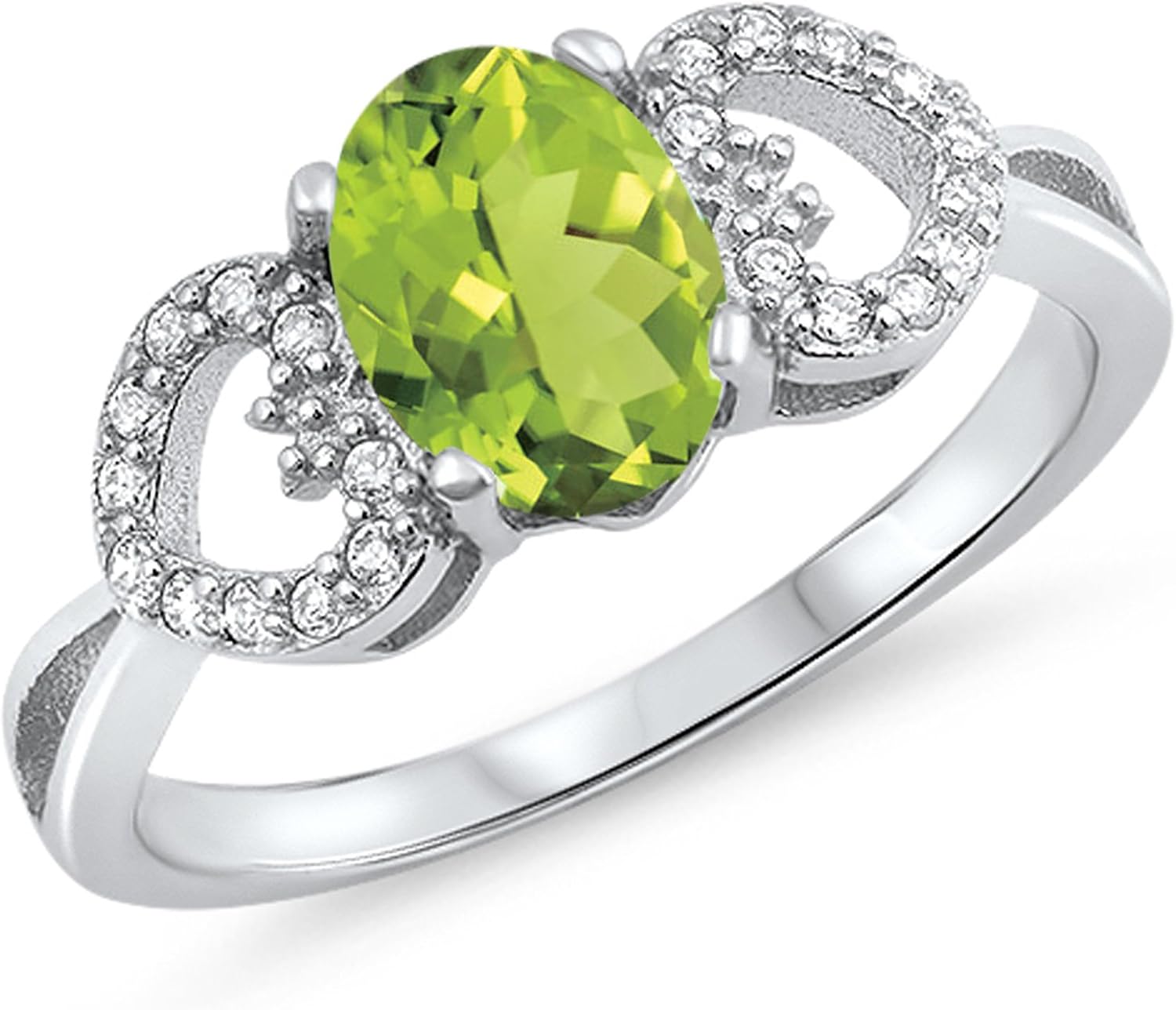 CHOOSE YOUR COLOR Sterling Silver Oval Heart Ring