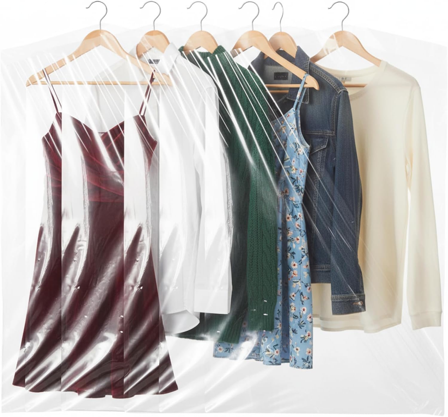 100 Pcs Plastic Garment Bags, 23.6 x 39.4 Inch Clear Dry Cleaning Bag for Hanging Clothes Anti Dust Clothing Protector Covers for Dresses, Trench Coats, Jackets, Suits, Coats, Shirts, Trousers