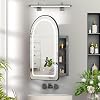 Bathroom Mirror Cabinet with Led Lights,Arched Bathroom Cabinets with Mirror,3-Color Led Mirrored Cabinet Wall Mounted,Recessed Medicine Cabinets with 2 Glass Shelves,51x80 cm