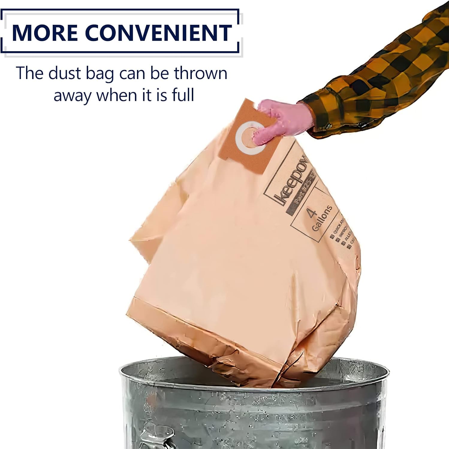 KEEPOW 15 Pack Vacuum Bags Compatible with Porter Cable & Stanley 4 Gallon Wet/Dry Vacuums PCX18301-4B, PCX18301-4C, SL18301-3B, SL18301-4B – Shop Vac Bags Replacement, AT25-1238