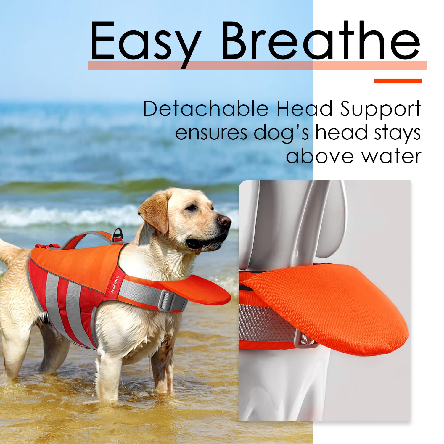 ThinkPet Hund Schwimmweste Einstellbare Rettungsweste Reflektierende Lifesaver mit Auftrieb