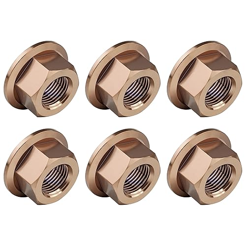 Miniatura 56 de Titanium DIN6923 M5 M6 M8 M10 M12 M14 M16 - Juego de 6 tuercas hexagonales (paso M8, 0.069 pulgadas, dorado)