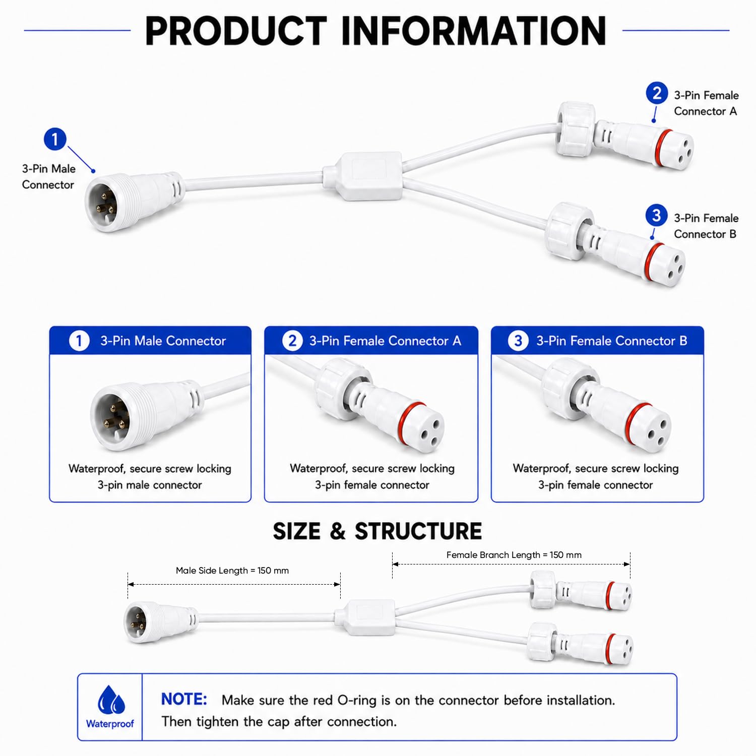 APPECK Câble d'extension étanche IP65 en forme de Y compatible avec C5106, blanc