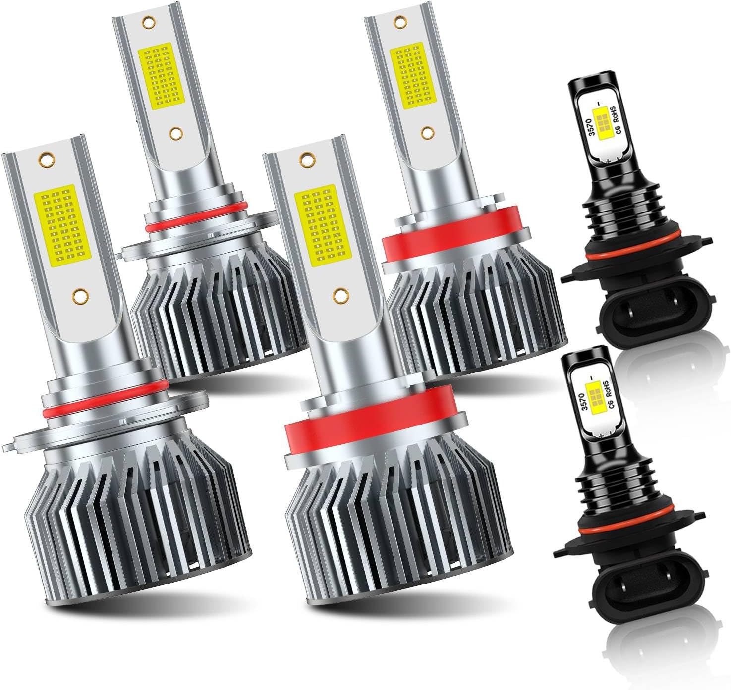 For Toyota Tundra 2007-2013 High Low Beam Fog Light Bulbs, 6000K White, Pack of 6
