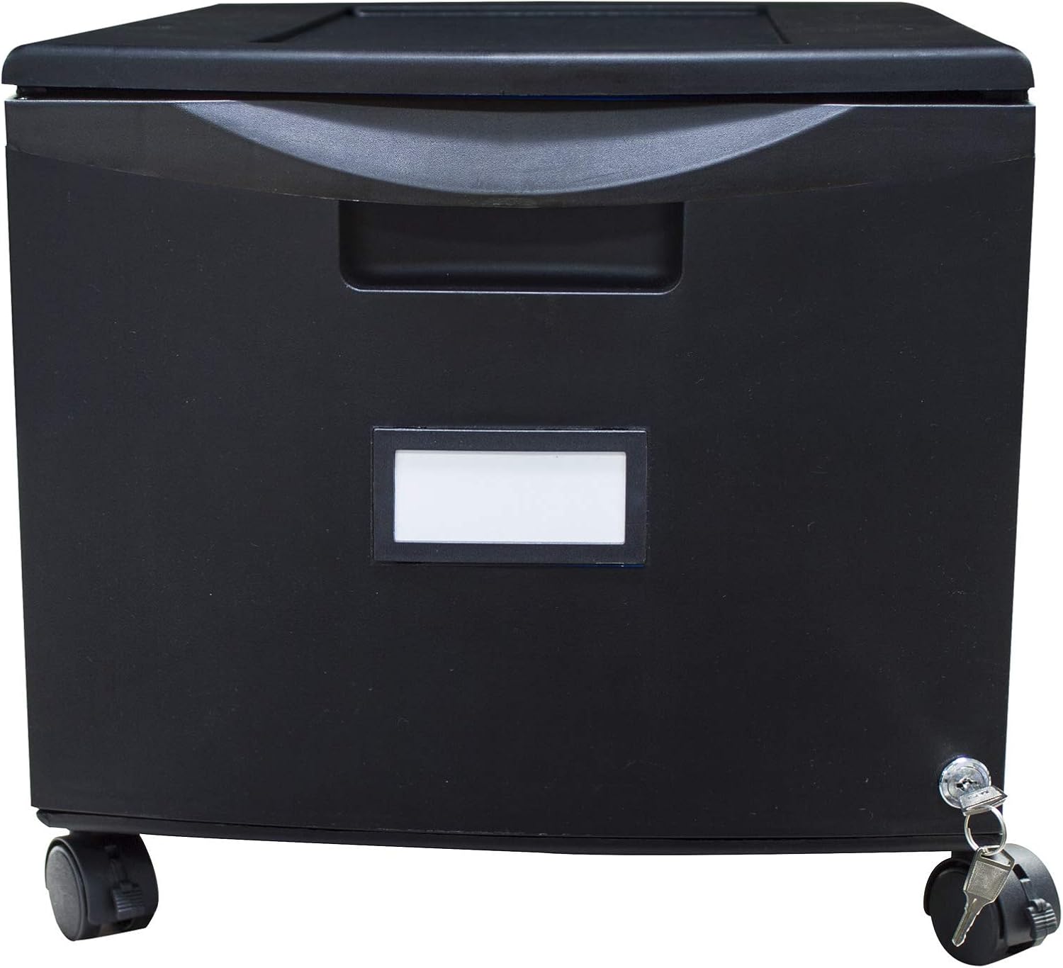 Black Plastic Mobile Lockable 2-Drawer Filing Cabinet