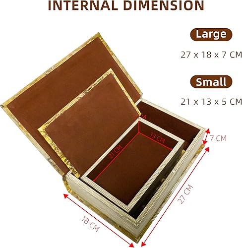 Miniatura 2 de Juego de 2 cajas decorativas para libros, cajas de almacenamiento de recuerdos con forma de libro, caja de almacenamiento con forma de libro, cajas