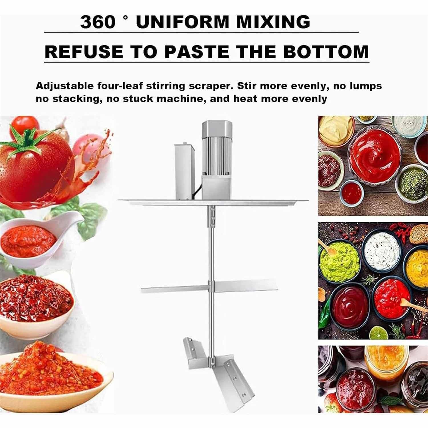 Mezclador automático de alimentos de Acero inoxidable, agitador, máquina para freír para hoteles, restaurantes, fábricas de alimentos, cocina comercial, agitador de alimentos. 20L