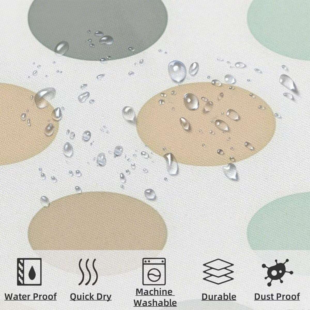 Duschvorhang 240x200 cm, Duschvorhang Weiß Muster, Tupfen Shower Curtains mit 12 Plastik Duschrollo Haken, Duschvorhänge mit Gewicht Waschbar Wasserdicht Stoff Polyester für Badewanne Badezimmer -3047