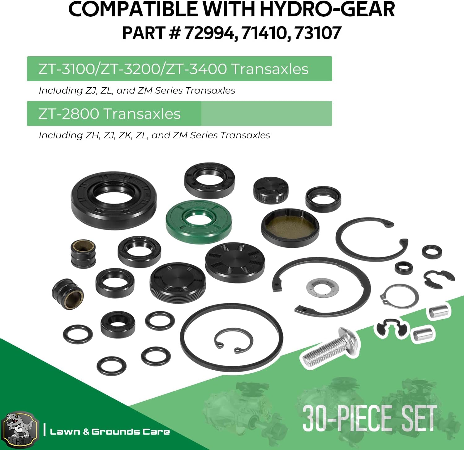 72994 Transaxle Seal Service Kit for Hydro-Gear ZT-2800 ZT-3100 ZT-3200 and ZT-3400 Rebuild, Charge Pump Gerotor Seal Part, 30-piece set