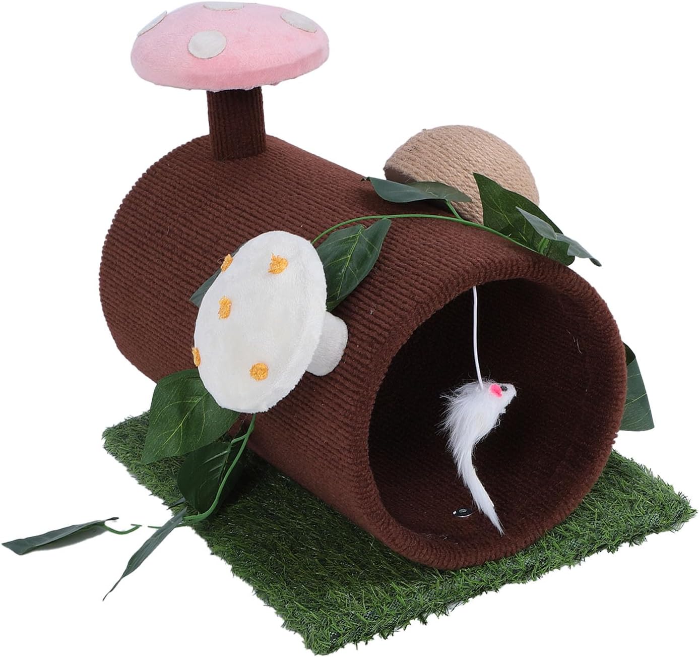 Cat Tunnel Interactive Climbing Frame with Scratching Ball, Cat Scratcher Tunnel Toy, Multifunctional Cat Bed and Play Tunnel with Velvet and Particle Board for Indoor