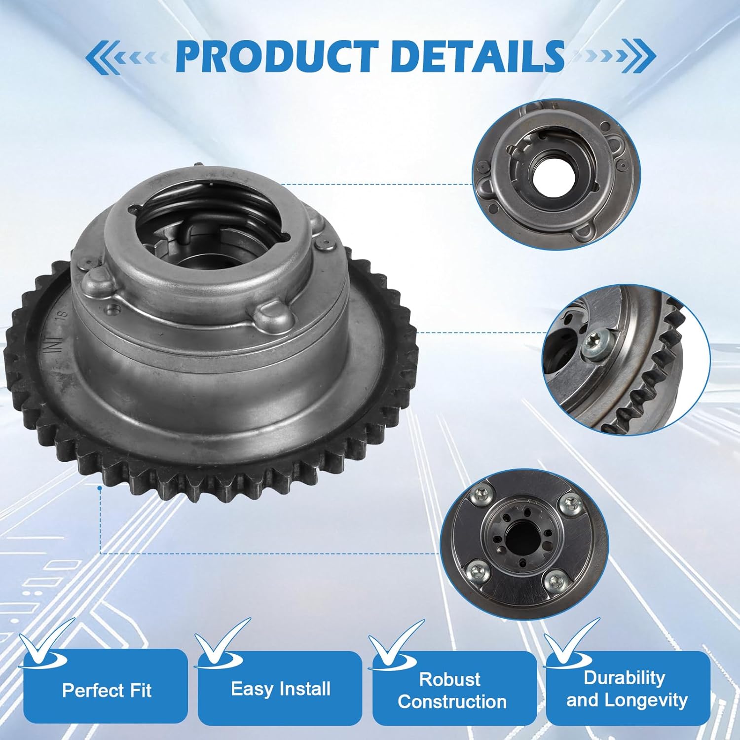 Intake Camshaft Gear Sprocket 2710503347 2710501400 for Benz C200/C250 2010-2018 2.5L L4–Restores Valve Timing Enhances Throttle Response Improves Fuel Efficiency Eliminates Chain Noise