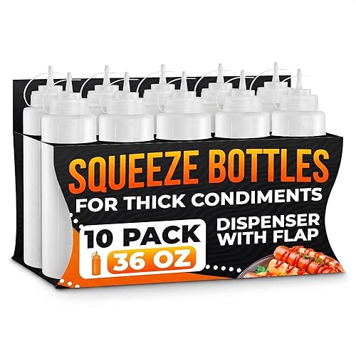 Miniatura 25 de Juego de 6 botellas invertidas para condimentos de 16 onzas, diseño mejorado con juntas de sellado adicionales, válvula de cierre automático