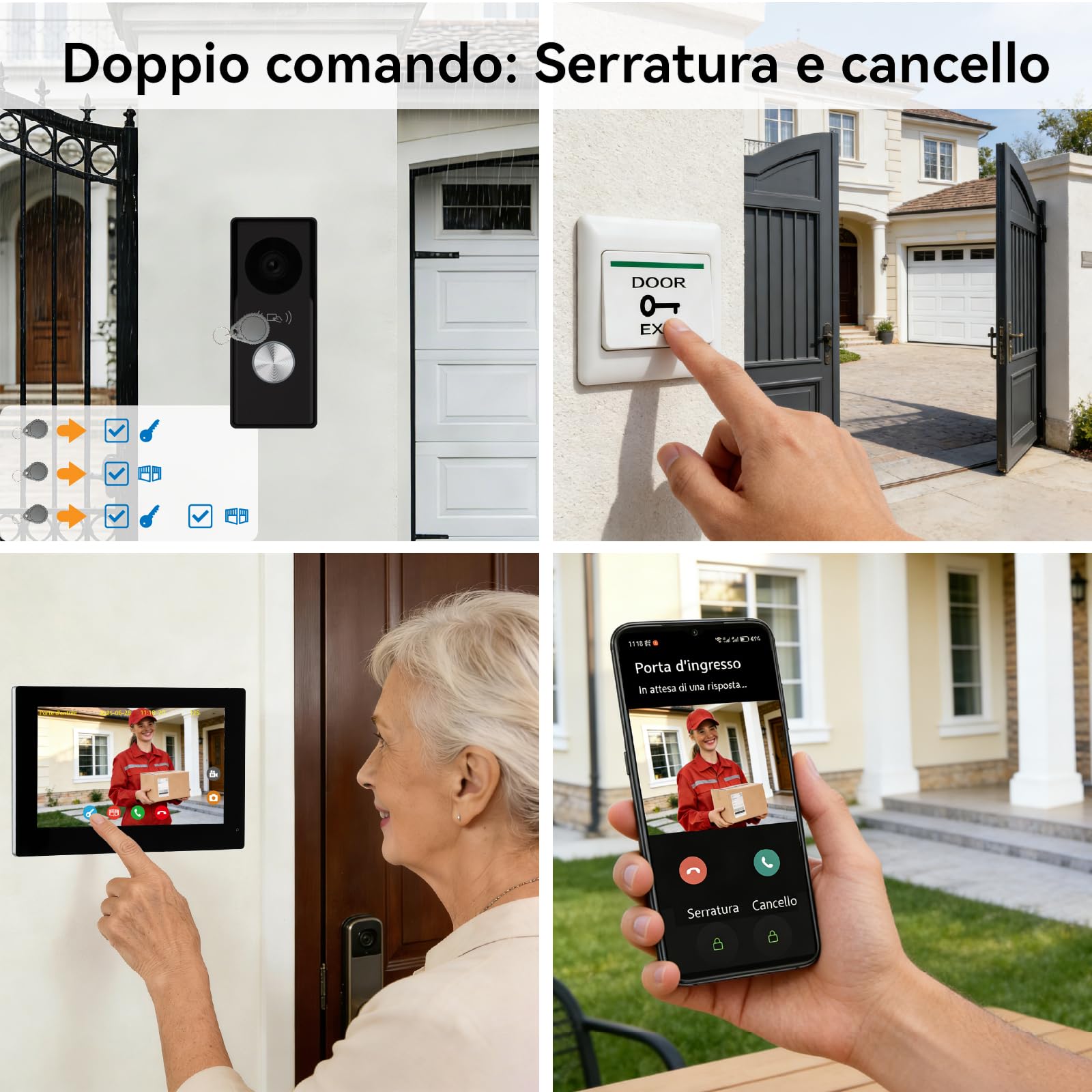 Videocitofono Connesso 2 fili, 7 Pollici Touch Monitor, 1080p, Audio Bidirezionale, Citofono con Sblocco Remoto, Rilevamento Umano,Visione Notturna