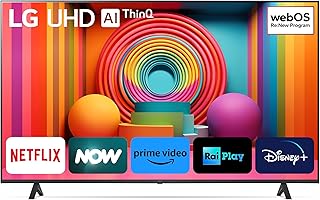 LG UHD 65'', Serie UR75, Smart TV 4K, 65UR75006LK, Processore α5 Gen6, HDR10 Pro, Filmmaker Mode, Game Optimizer, Wi-Fi, webOS 23, Alexa, Sports Portal, 3 HDMI, 2 USB