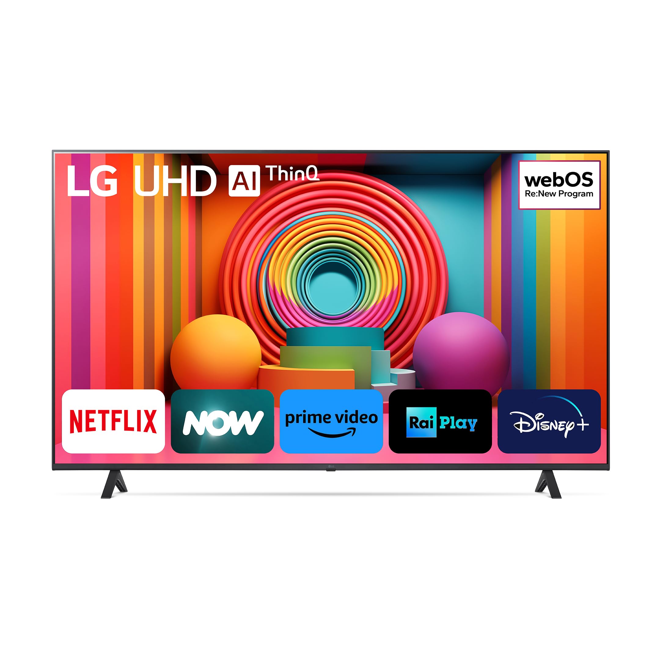 LG UHD 65'', Serie UR75, Smart TV 4K, 65UR75006LK, Processore α5 Gen6, HDR10 Pro, Filmmaker Mode, Game Optimizer, Wi-Fi, webOS 23, Alexa, Sports Portal, 3 HDMI, 2 USB