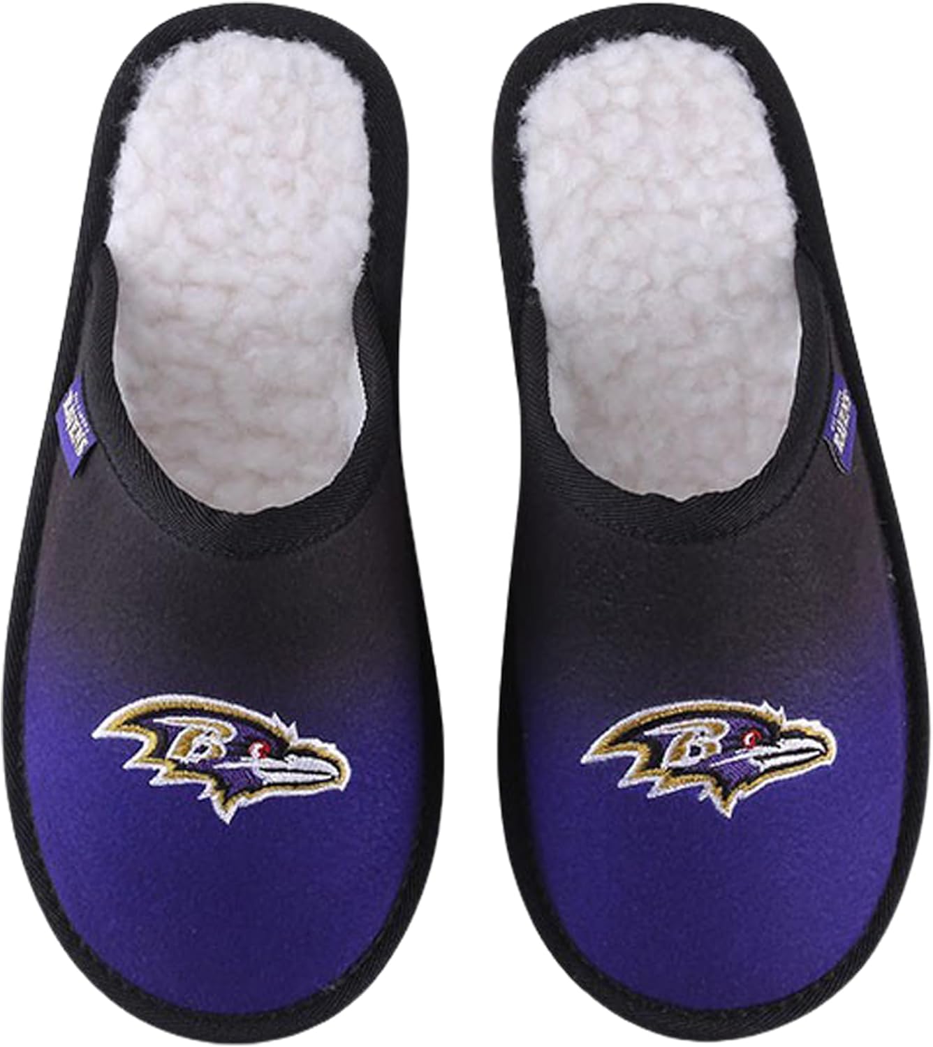FOCO NFL Men's Official Primary Logo Embroidered Sherpa Lined Gradient Scuff Slide Slippers