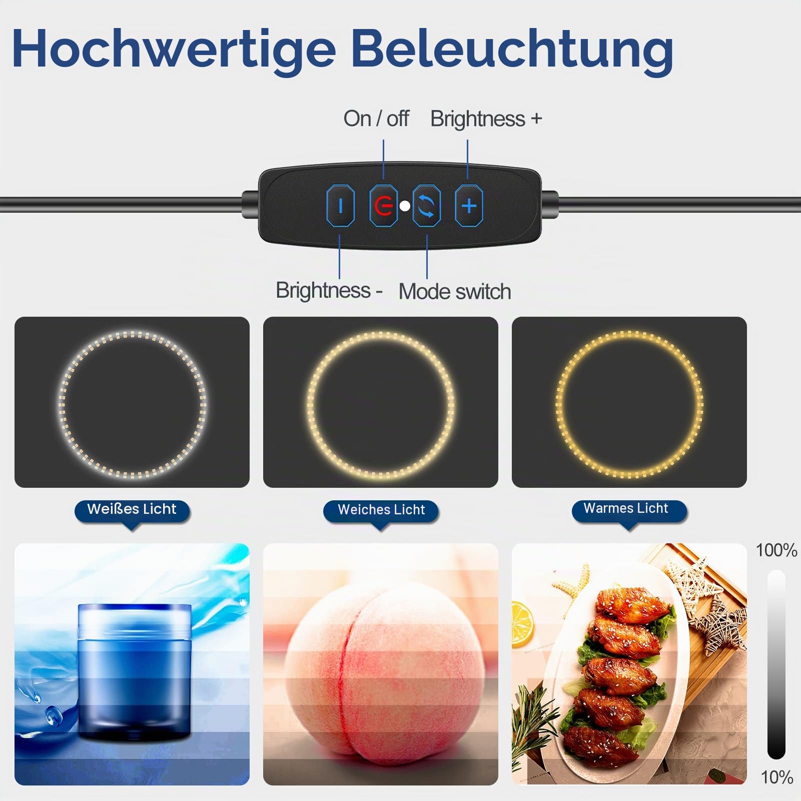 EMART Fotostudio Lichtbox, 30x30x30 cm Fotobox zum Fotografieren, Foto Studio Set 120 LED-Licht und 6 Wasserdichten Hintergründen für Produktfotografie, Schmuck und kleine Gegenstände