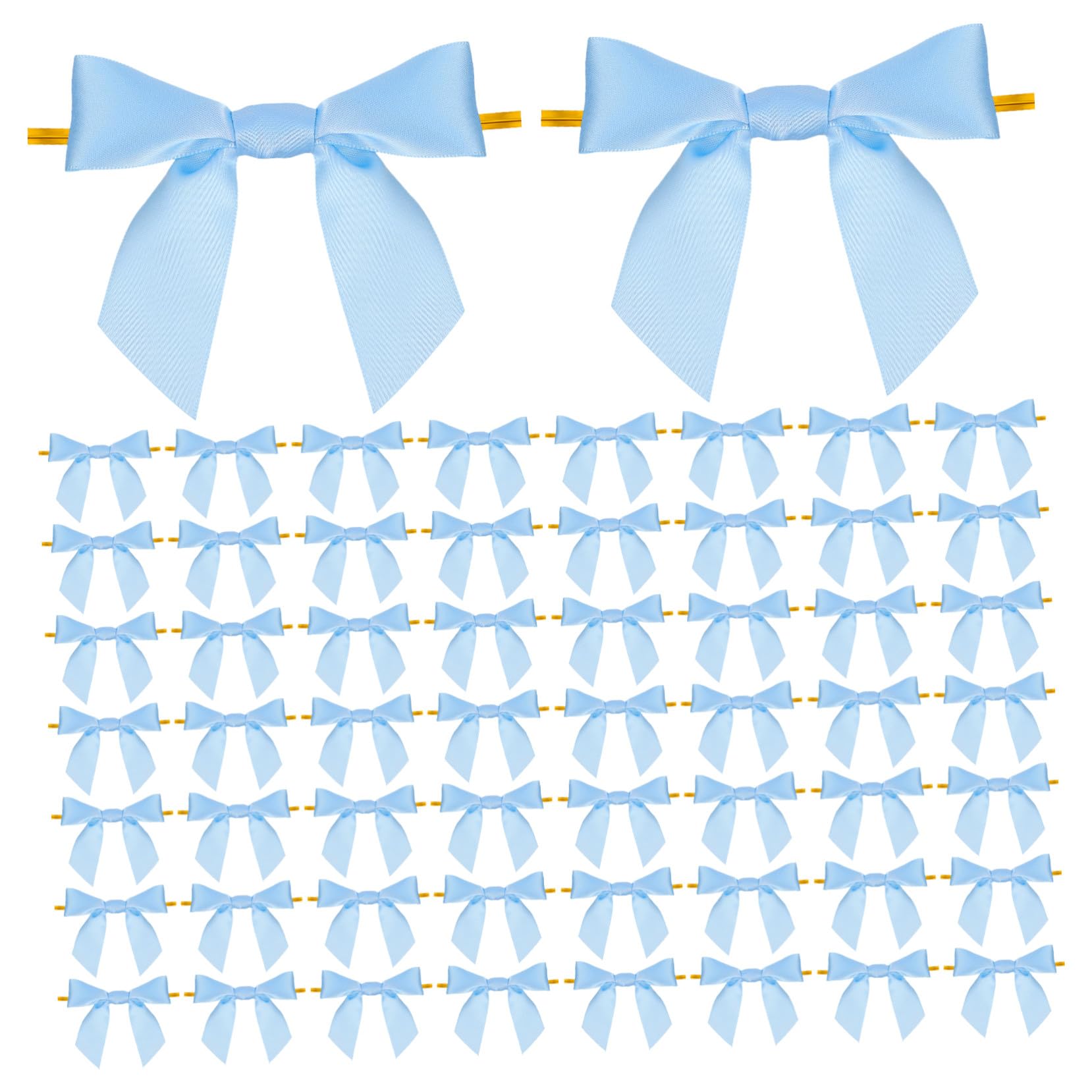 100 Pezzi Fiocchi Mini Pre-legati Azzurri per Confezioni Regalo Decorazioni per Sacchetti e Accessori Te Fiocchi con Filo per Chiusura Sacchetti e Decorazioni per Feste e Matrimoni