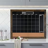 Vista 3 de Loddie Doddie Calendario de pizarra con marco rústico de 18 x 24 pulgadas y calendario combinado de boletines con tablero de corcho. Colección