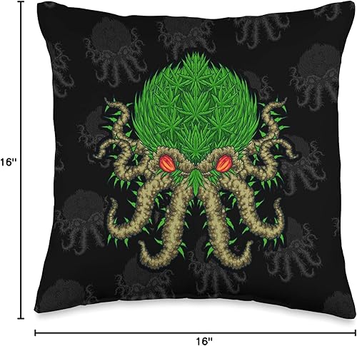 Miniatura 4 de High Four Twenty Fashion Wear Weed Octopus - Marihuana Kraken - Almohada de cannabis Accesorios, 16.0 x 16.0 in, multicolor
