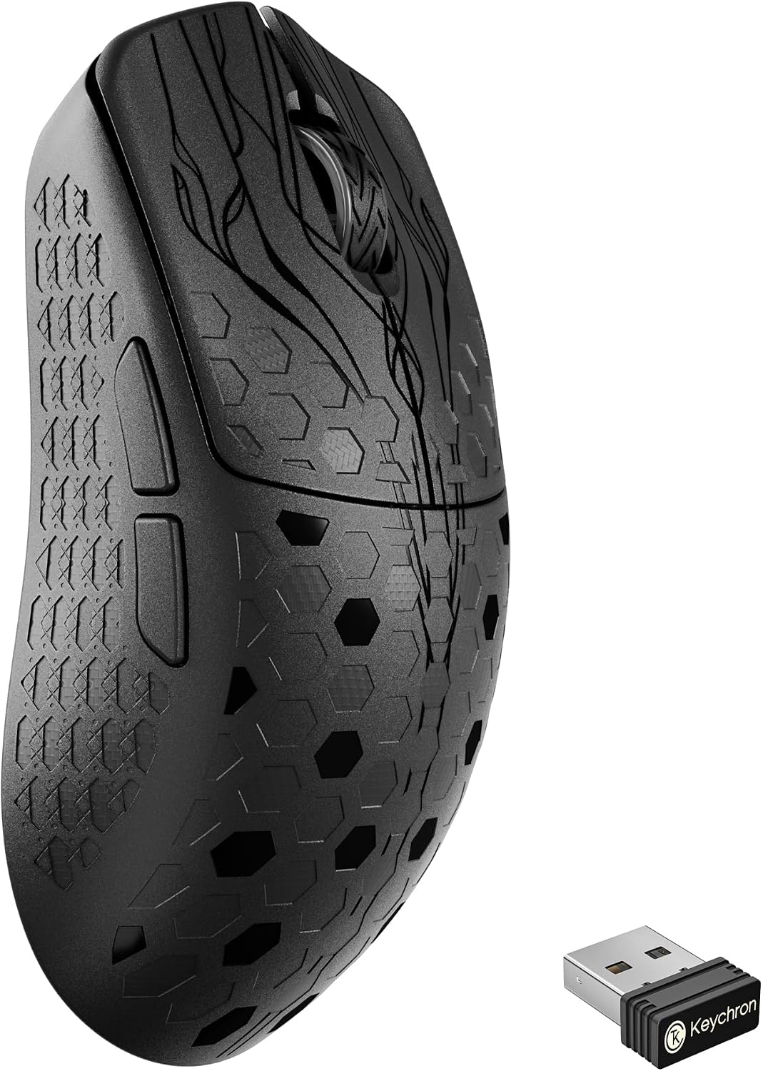 Keychron G5 8K Wireless 2.4 GHz & Bluetooth 5.3 Mouse, 43 g Ultra-Light | 30K DPI, PixArt 3950 Sensor Up to 162 Hours Battery, Launcher Support for Mac Windows Linux - Carbon Fiber Composite