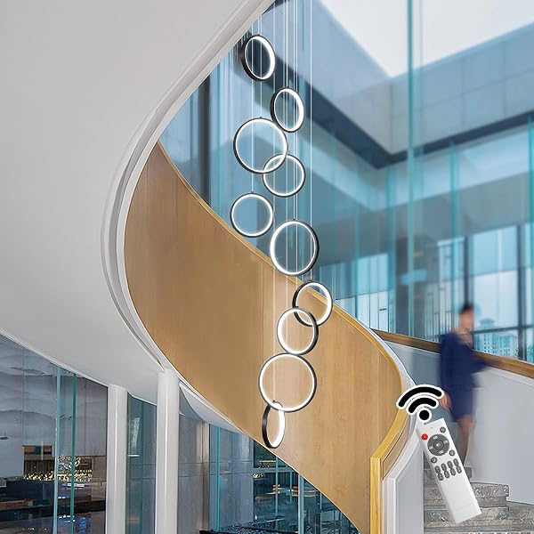 GEADI 10-Ring Dimmable Staircase Chandelier