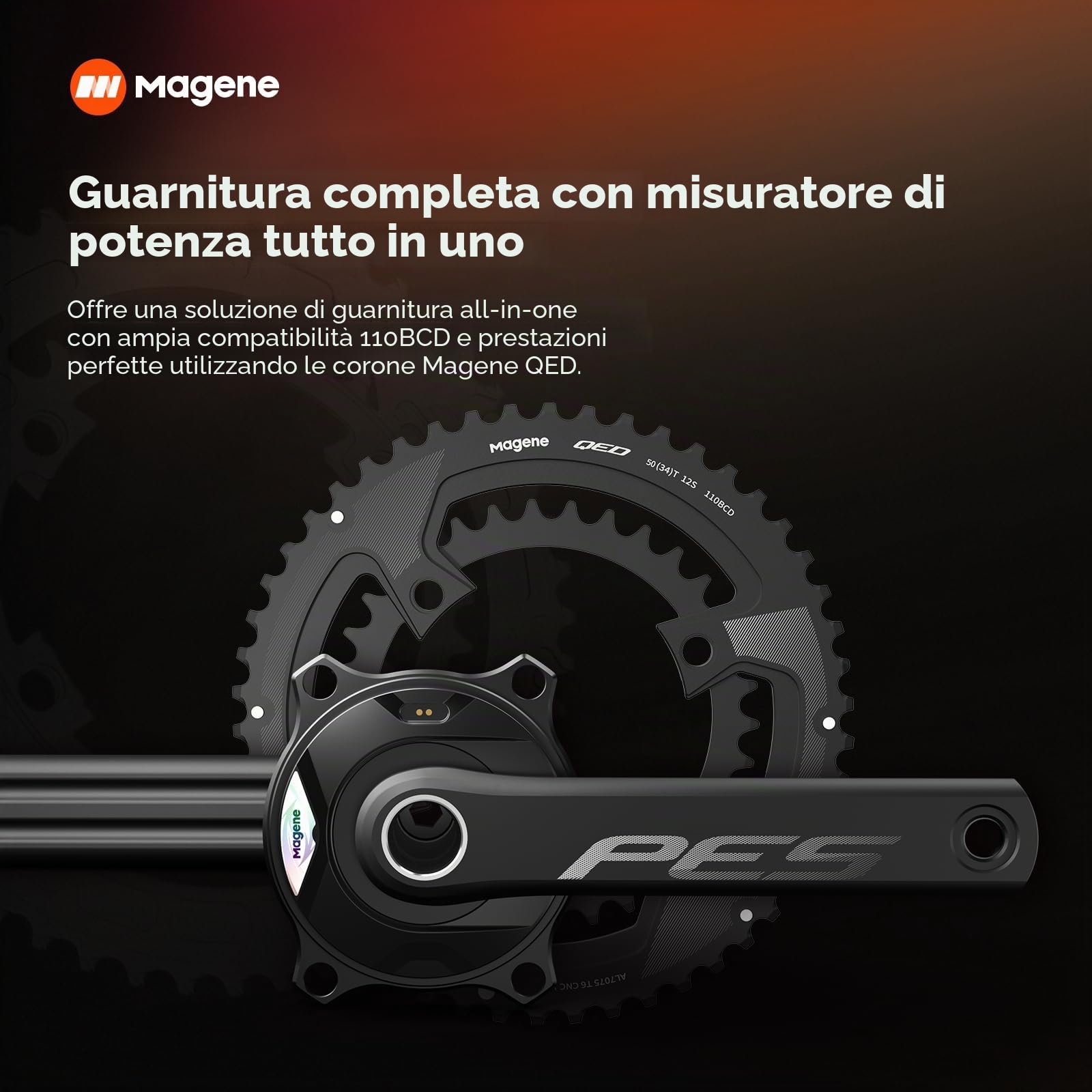 Magene Set misuratore di Potenza PES P515 da 165 mm con Corona QED 52-36
