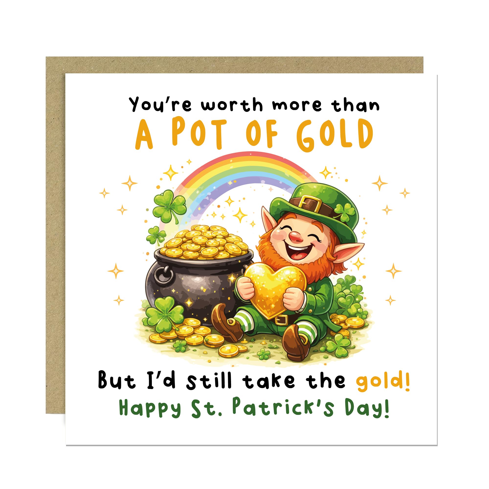 RED OCEAN Funny St Patricks Day Card Pot of Gold Joke Card Happy St Patricks Day Greeting Card Humorous Irish Card Lucky Leprechaun Card St Paddy’s Day Card for Friend Husband Wife
