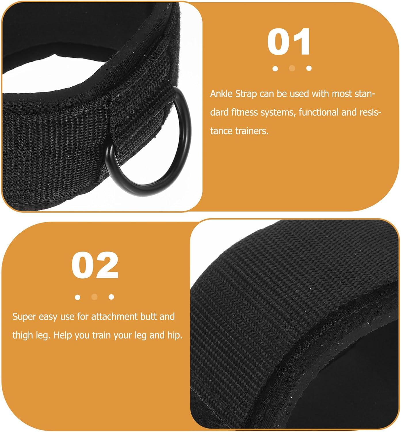 2pcs Portable Ankle Straps for Cable Machine with Neoprene and Nylon Material, Convenient Ankle Belt for Butt and Thigh Resistance Training During Sports and Vacation