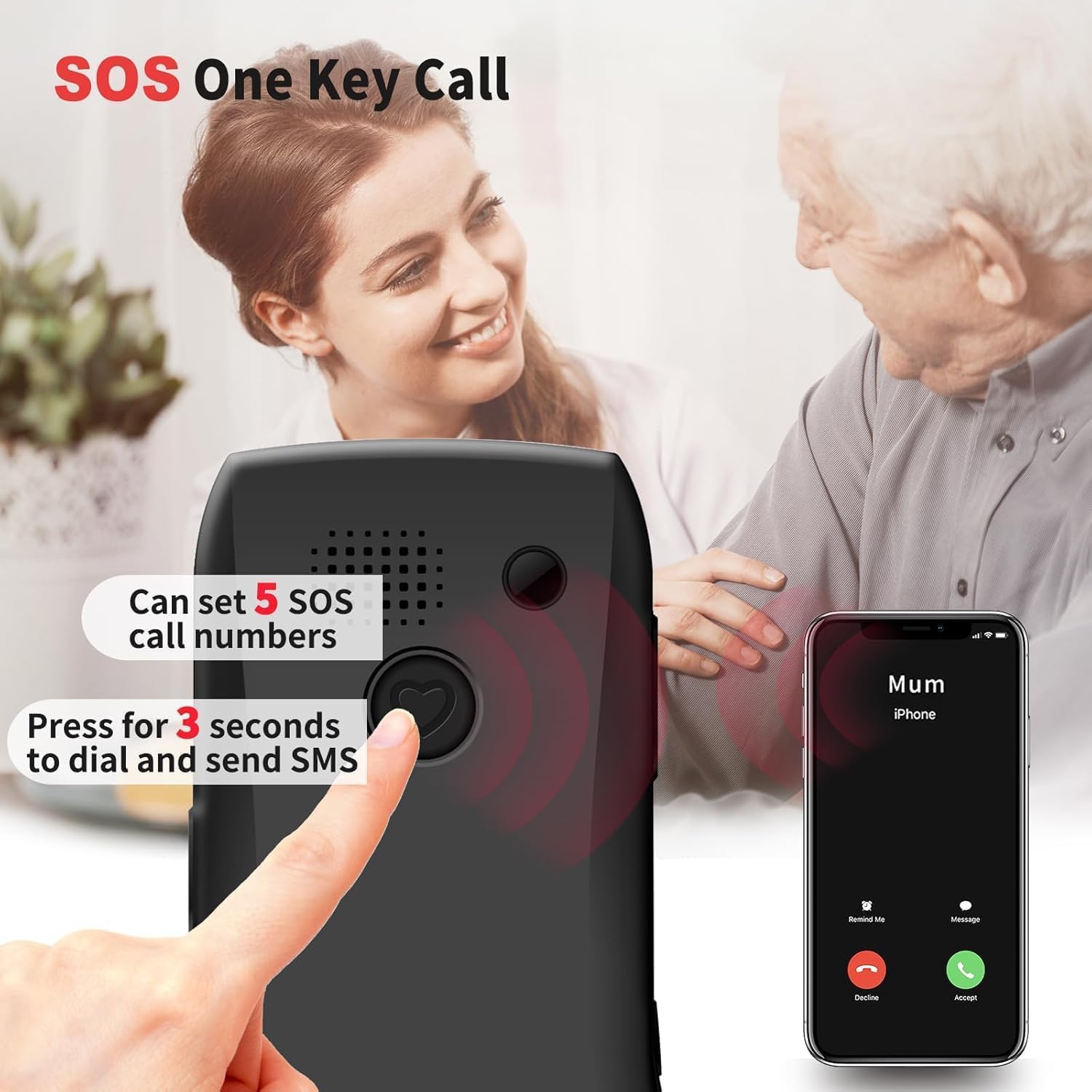 artfone C1+4G Pro Seniorenhandy Ohne Vertrag丨Großtastenhandy mit Ladestation丨Rentner Handy große Tasten丨1800mAh Akku Handy für Senioren丨SOS-Taste丨Sprachansage丨Kurzwahl丨USB-C丨Bluetooth丨FM Radio-Schwarz