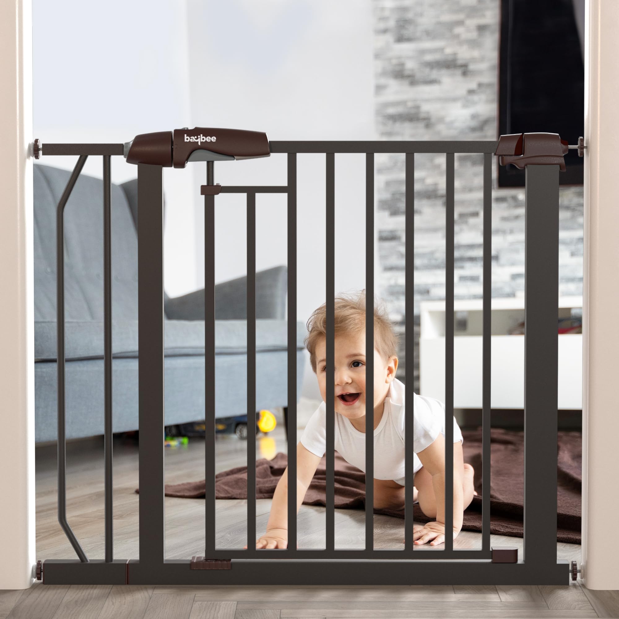 Baybee Auto Close Baby Safety Gate for Kids, Extra Tall Baby Fence Barrier Dog Gate with Easy